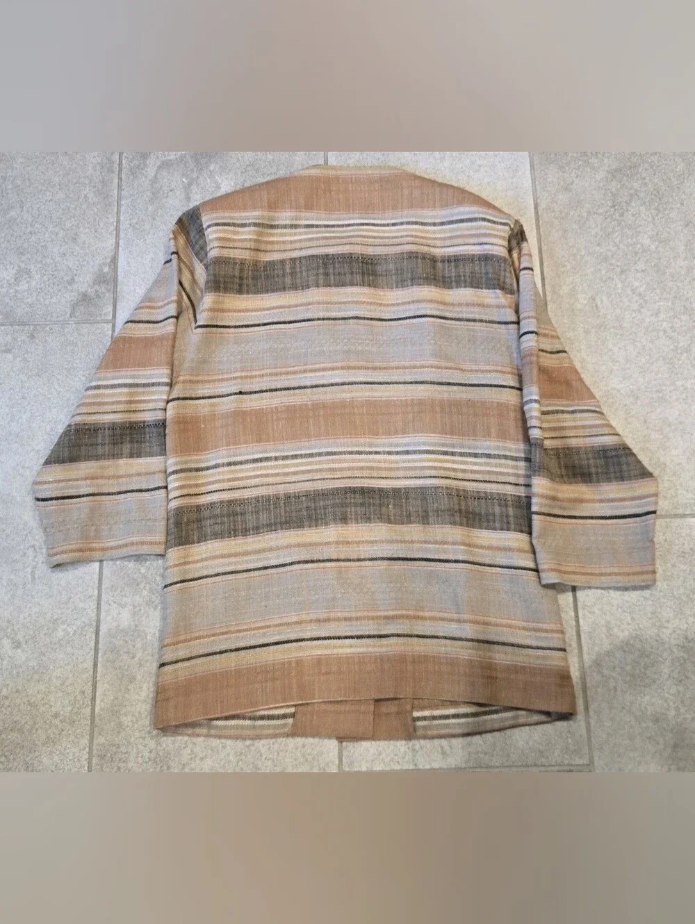 VTG Christian Dior Separates Striped Linen Collarless Jacket Blazer Womens 10